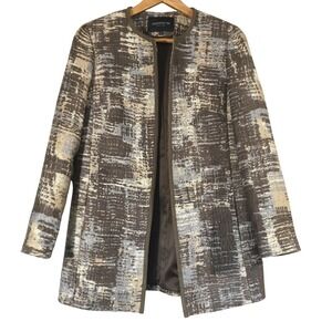Lafayette 148 New York Jacket Size 2 Brown Blue Beige Tweed Career Coat‎
